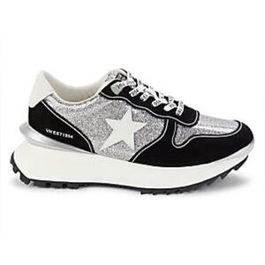 Vintage Havana Silver Glitter & Black Star Platform Sneakers